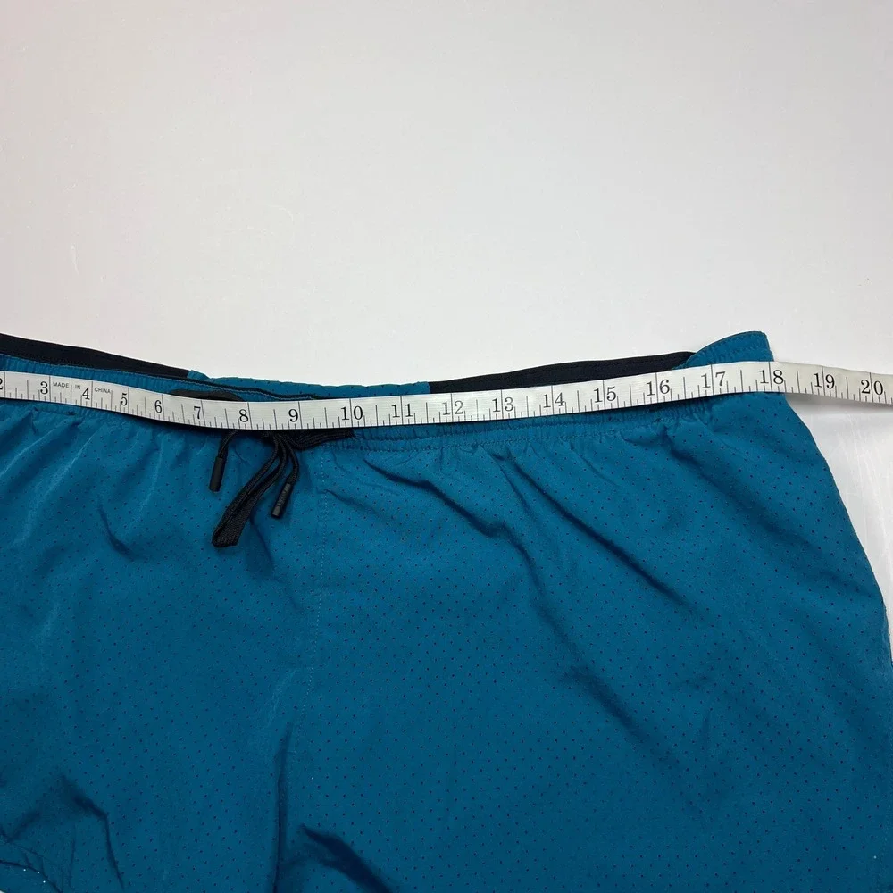 Awry Men's Running Shorts XL Teal Perforated Split Leg Liner Zip Pocket Gym